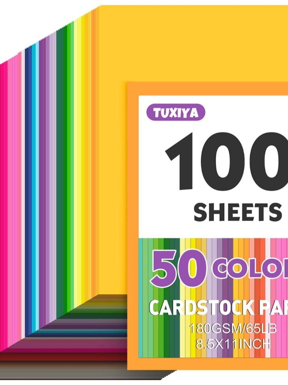 100 Sheets 8.5" X 11" Colored Cardstock, 50 Colors Card Stock